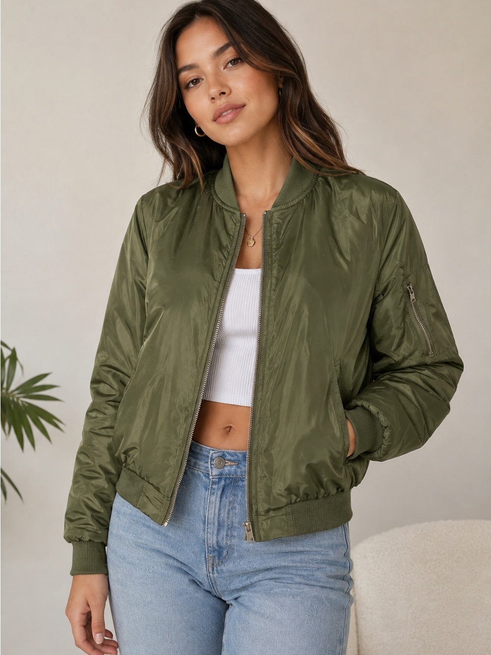 Green Bomber Jacket 🤍